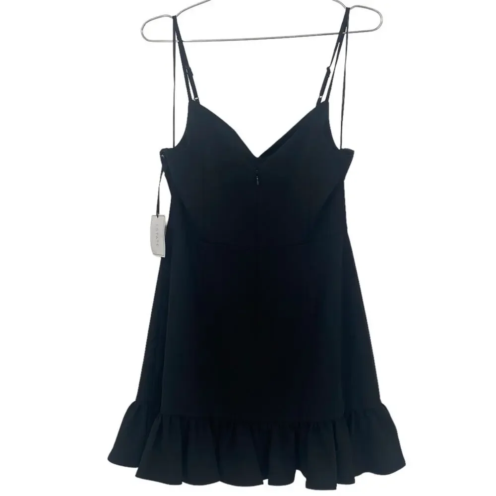 1.STATE Black Sugar Plum Dress Ruffle Hem Adjustable Straps NWT Size 10 - Picture 5 of 8